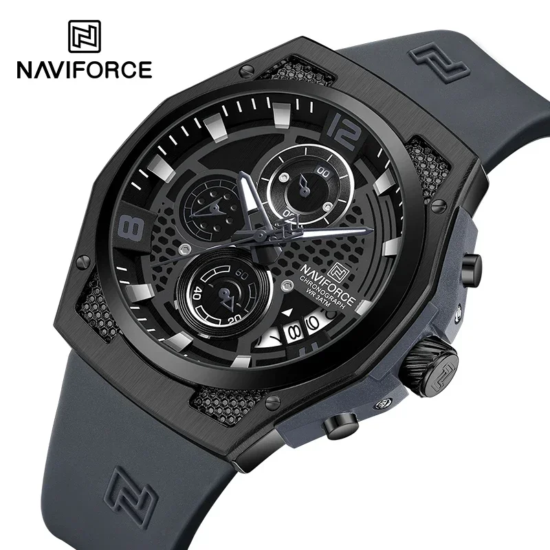 Silicone Sport Band - NAVIFORCE NF8051T 럭셔리 디자인 남성용 시계