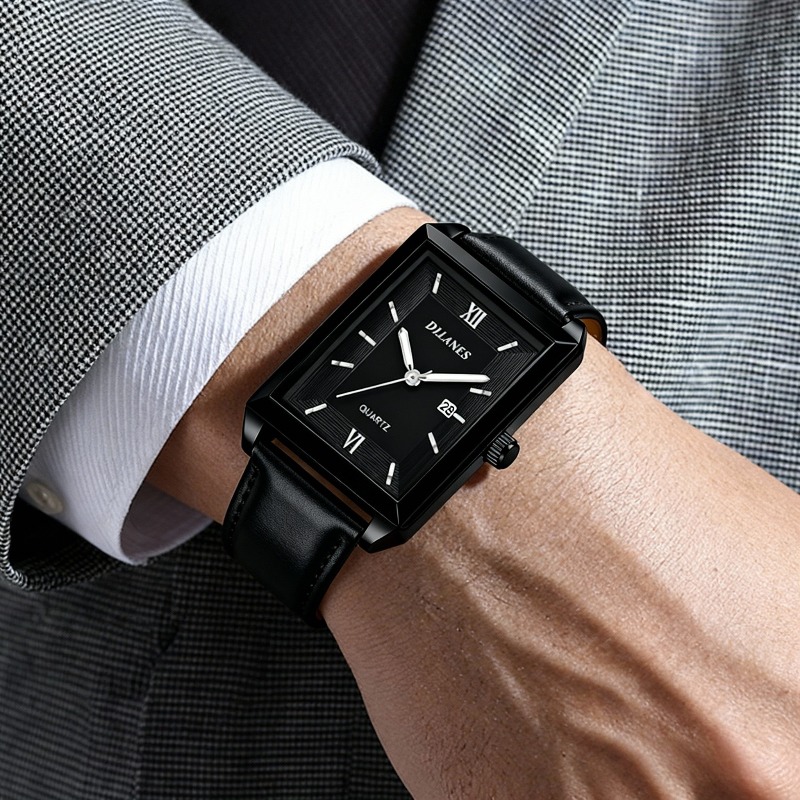 Smartwatch Casual Watches For Men - 캐주얼 가죽 남성용 시계 패션 스퀘어