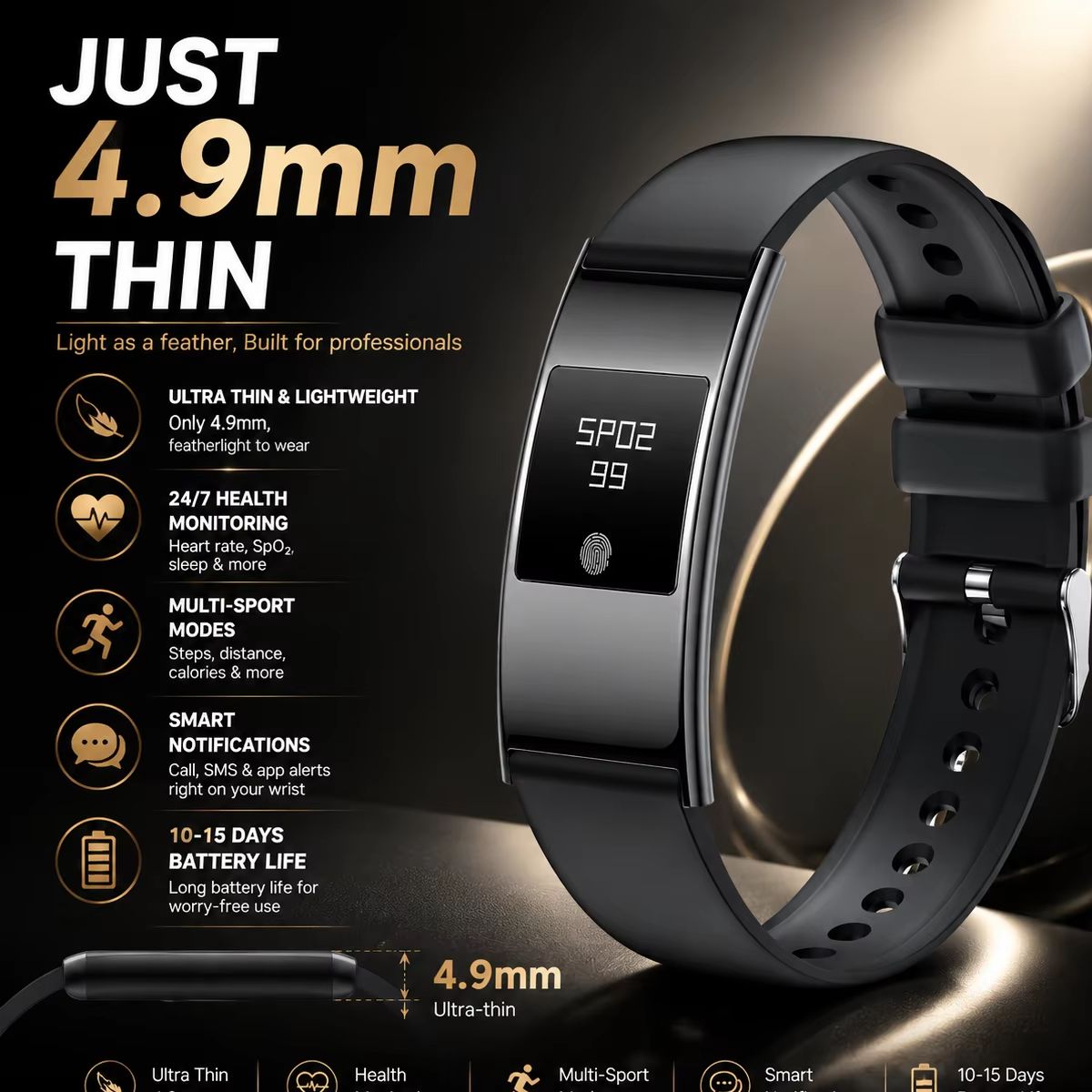 Smartwatch Stylish Watches For Women - 초슬림 스타일리쉬 스마트워치 남녀 심박수 혈중산소