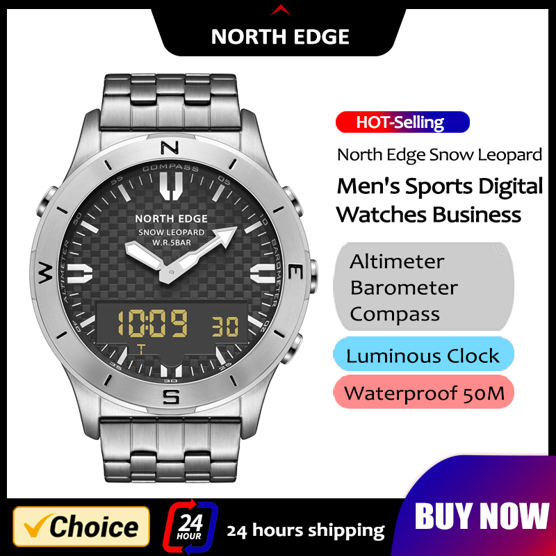 Hybrid Smartwatch - NORTH EDGE 남성용 스포츠 디지털 시계