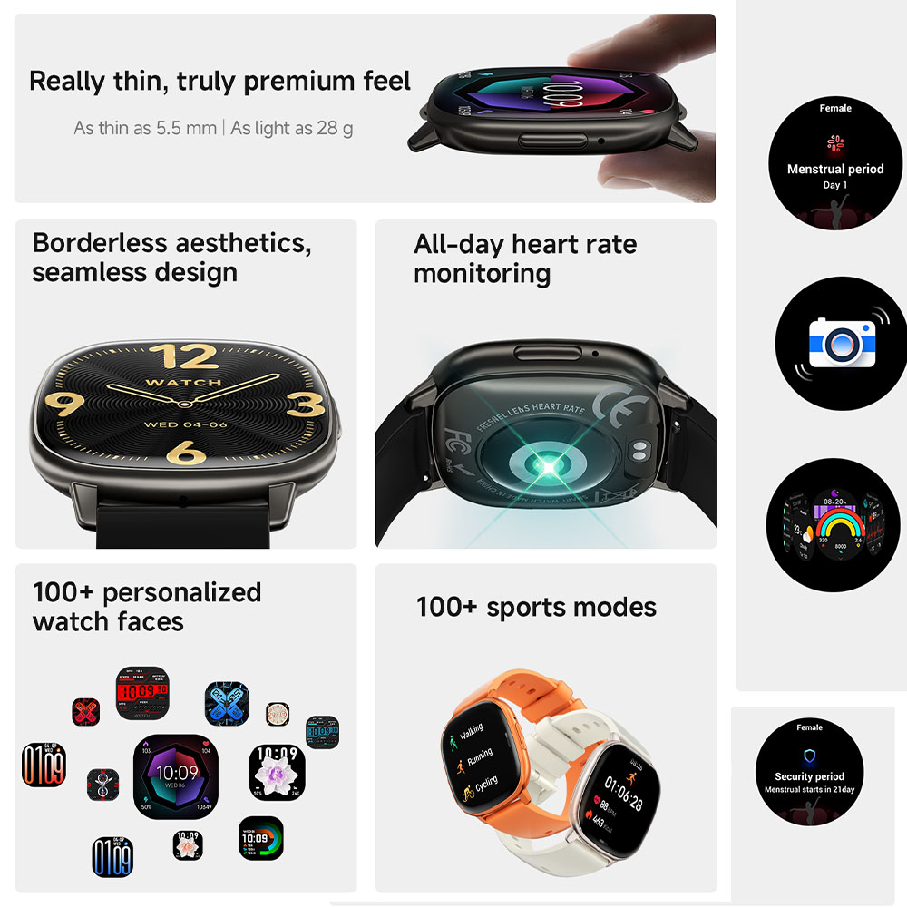 새로운 초슬림 패션 스마트워치 1.73 AMOLED 심 - Smartwatch Stylish Watches For Women 리뷰 및 가격