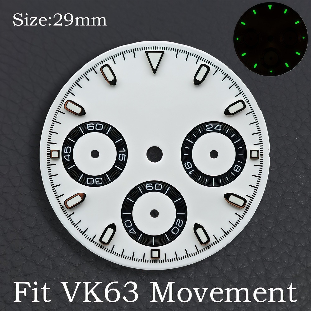 VK63 29mm 다이얼 시계 바늘 그린 야광 크로노그 - Luminous Dial Face 리뷰 및 가격