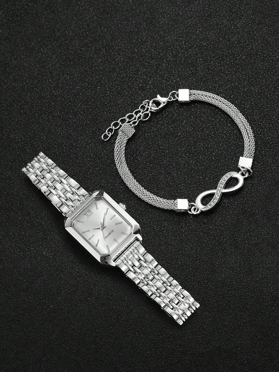 2개 세트 여성 패션 캐주얼 사각 미니멀리스트 다이얼  - Watches Original 리뷰 및 가격