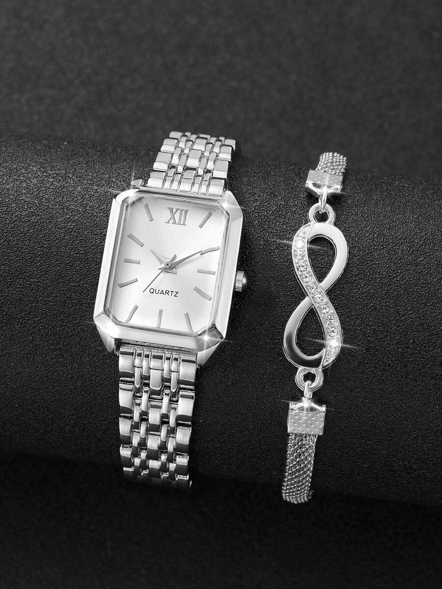 2개 세트 여성 패션 캐주얼 사각 미니멀리스트 다이얼  - Watches Original 리뷰 및 가격